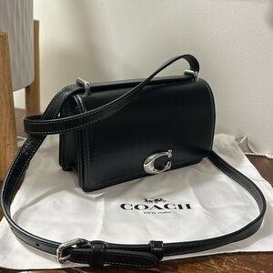 Coach Black Leather Crossbody Bandit Shoulder Convertible Handbag Silver